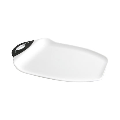 Dexas Chop & Scoop Cutting Board with Non-Slip Feet, 15 x 11 Inch, BPA-Free Dishwasher Safe Kitchen Prep Board, White and Black
