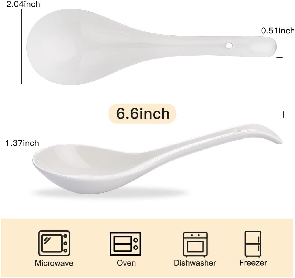 6.6 Inch Asian Soup Spoons, Ceramic Large Japanese Soup Spoons