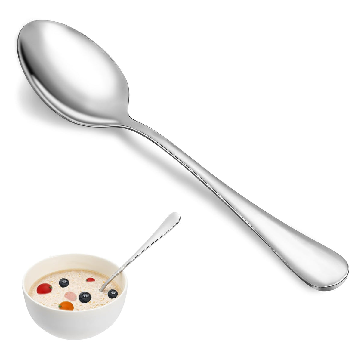 MUTNITT Dinner Spoon Set,16 Pcs 7.3" Tablespoons,Premium Food Grade Stainless Steel Spoons,Durable Metal Spoon,Tablespoon,Silverware Spoons Only,Mirror Finish & Dishwasher Safe,Use for Home,Restaurant
