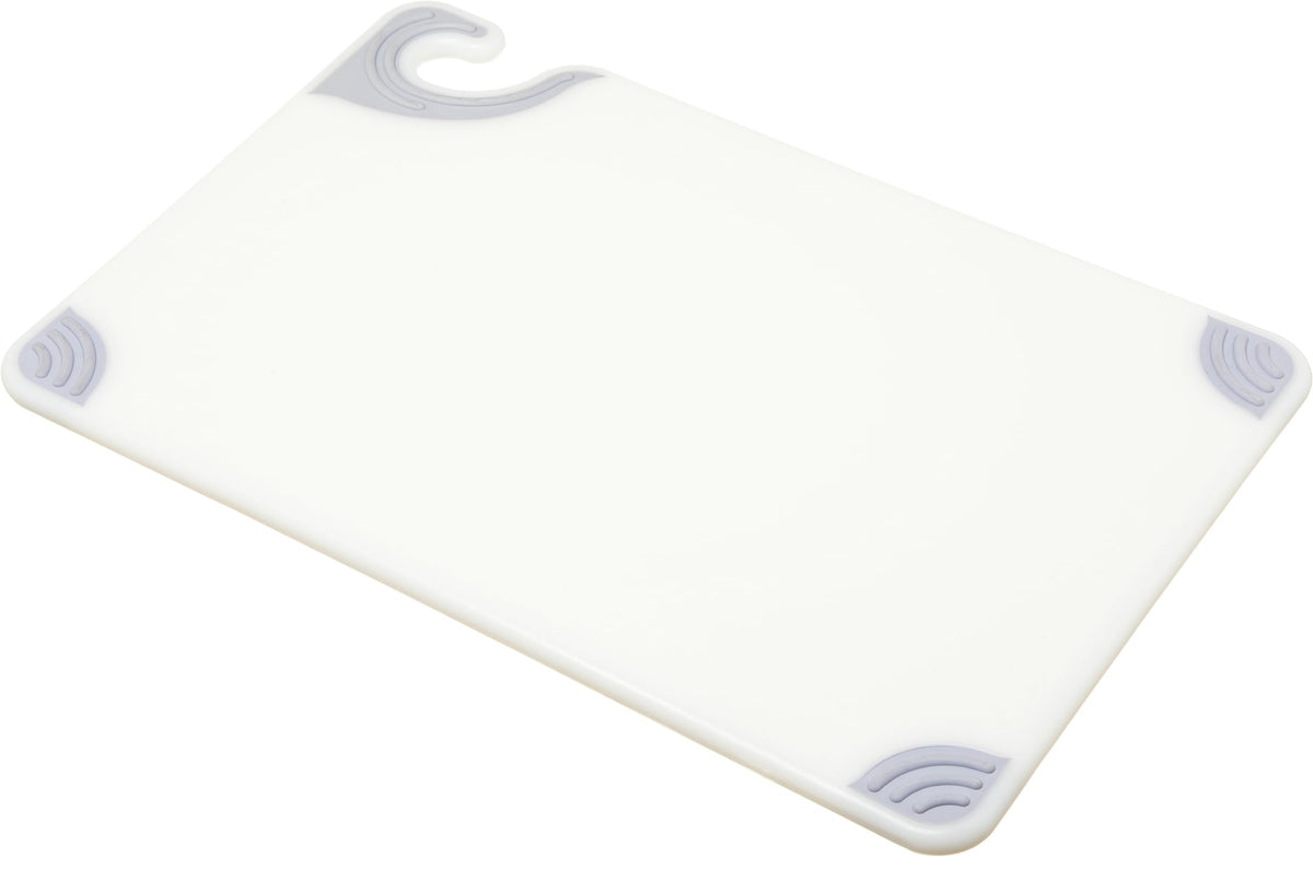 San Jamar Saf-T-Grip Plastic Cutting Board with Safety Hook, 12" x 18" x 0.5", Green