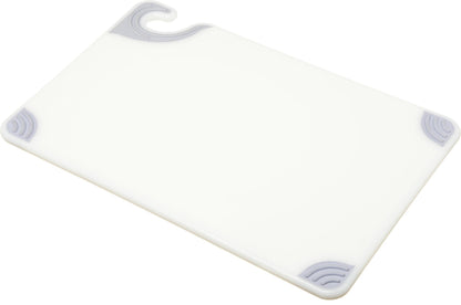 San Jamar Saf-T-Grip Plastic Cutting Board with Safety Hook, 12" x 18" x 0.5", Green