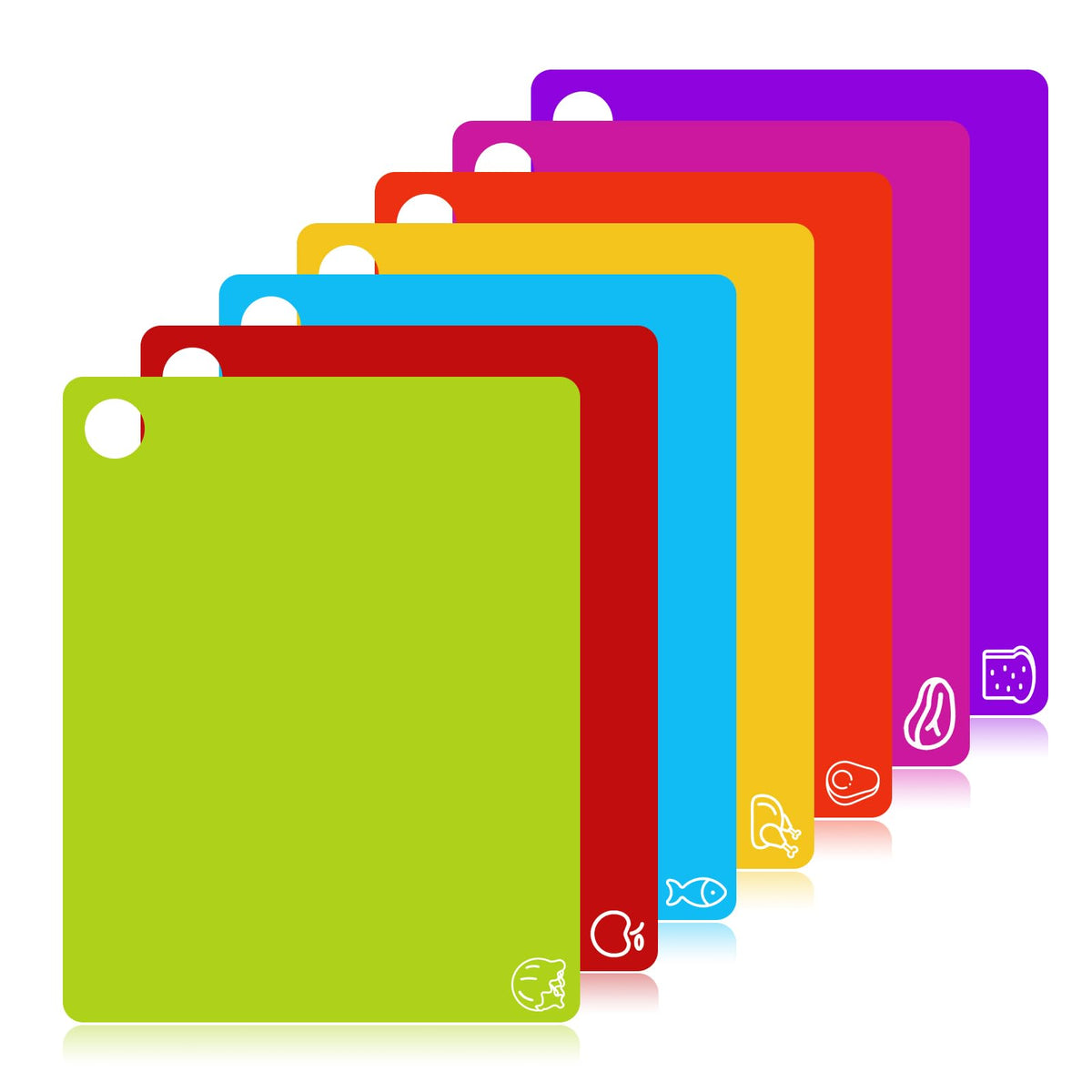 Goodluck 5 Pieces Flexible Cutting Boards, BPA Free Plastic Cutting Boards for Kitchen, Non Slip Cutting Mat for Meat and Vegetables