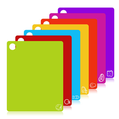 Goodluck 5 Pieces Flexible Cutting Boards, BPA Free Plastic Cutting Boards for Kitchen, Non Slip Cutting Mat for Meat and Vegetables