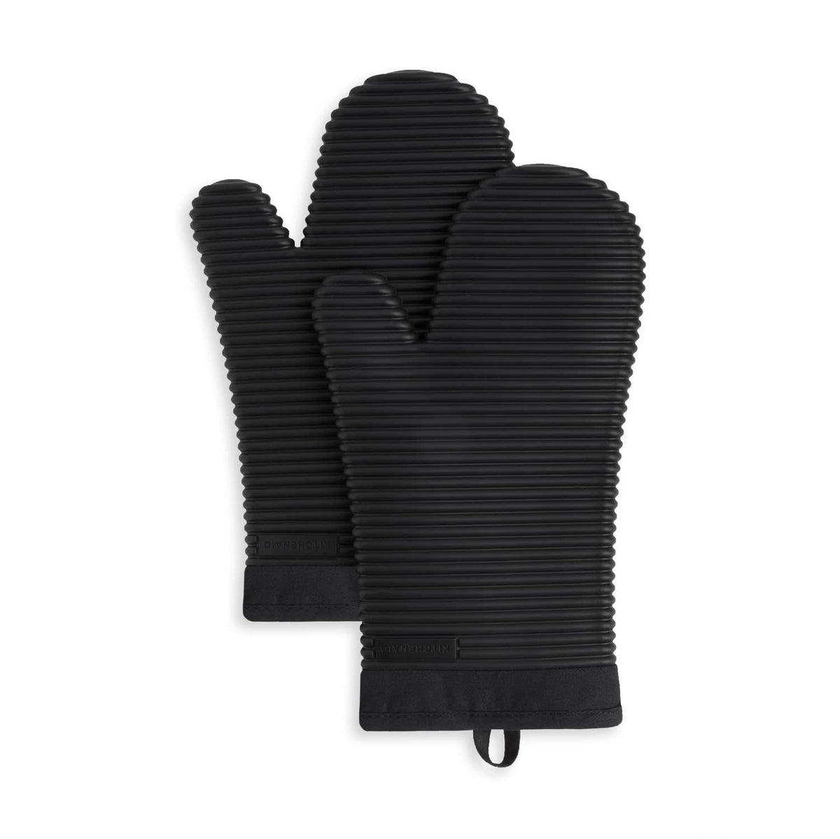 KITCHENAID Ribbed Soft Silicone Oven Mitt 2-Pack Set, 7.5"x13", Milkshake Tan