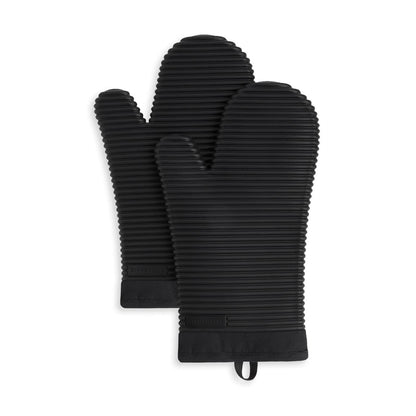 KITCHENAID Ribbed Soft Silicone Oven Mitt 2-Pack Set, 7.5"x13", Milkshake Tan
