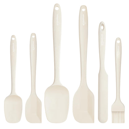 NileHome 6 Pieces Silicone Spatula Set with Silicone Brush,Mixing-Black