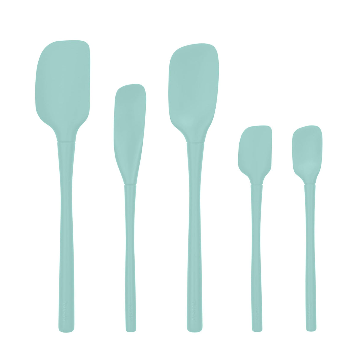 Tovolo Flex Core 5 Piece Silicone Spatula Set Heat Resistant All Silicone Utensils Include Non Stick Spatula Spoonula Jar Scraper, Dishwasher Safe BPA Free Spatulas for Baking Mixing, Pesto Green
