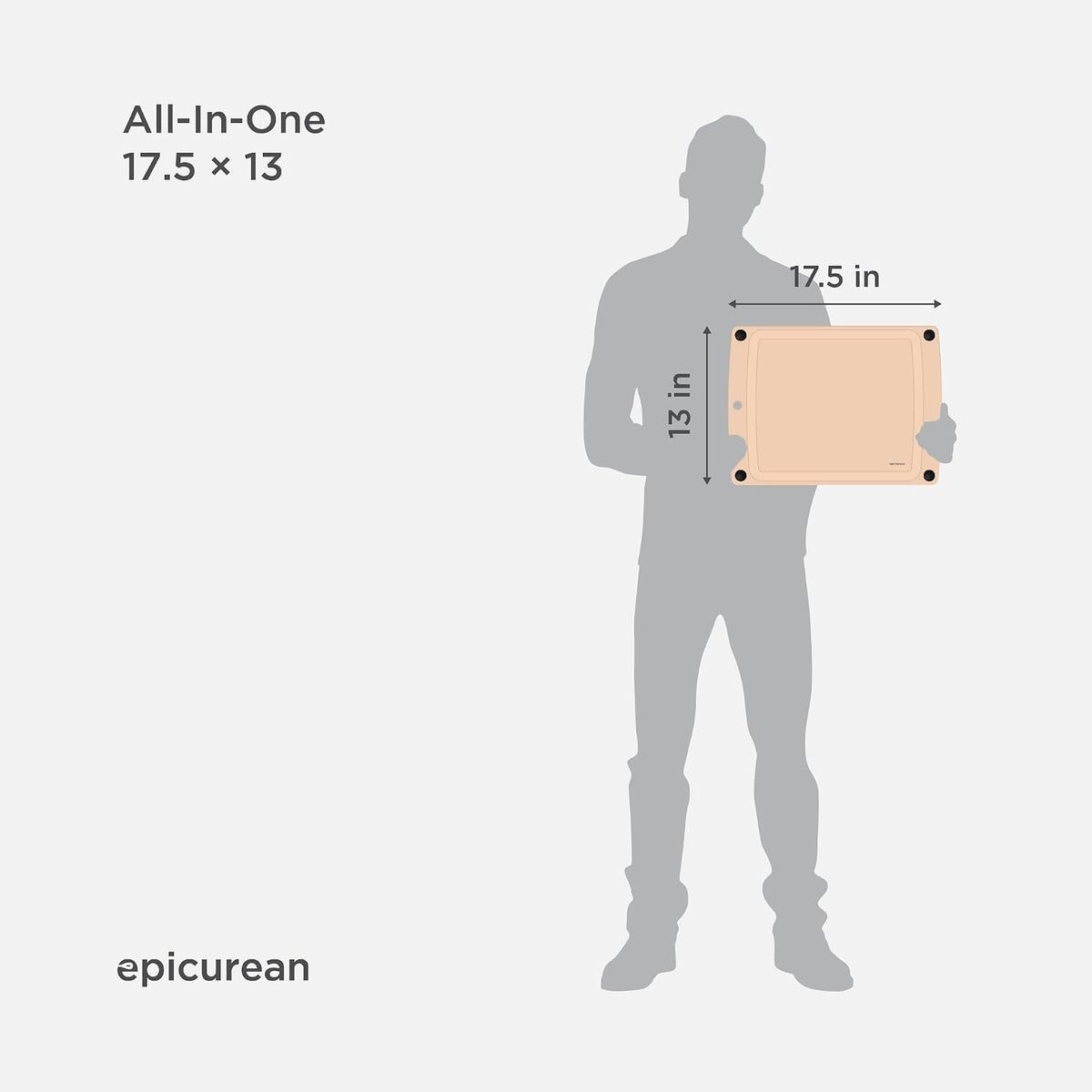 Epicurean All-In-One Cutting Board with Non-Slip Feet and Juice Groove, 17.5" × 13", Natural/Black