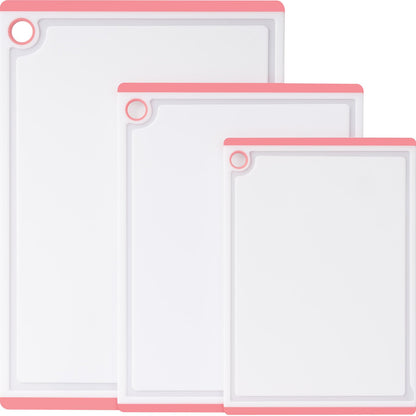 Plastic Cutting Boards for Kitchen, 3-Piece Large Cutting Board Set Dishwasher Safe Chopping Boards with Non-slip Feet and Juice Grooves, Kikcoin