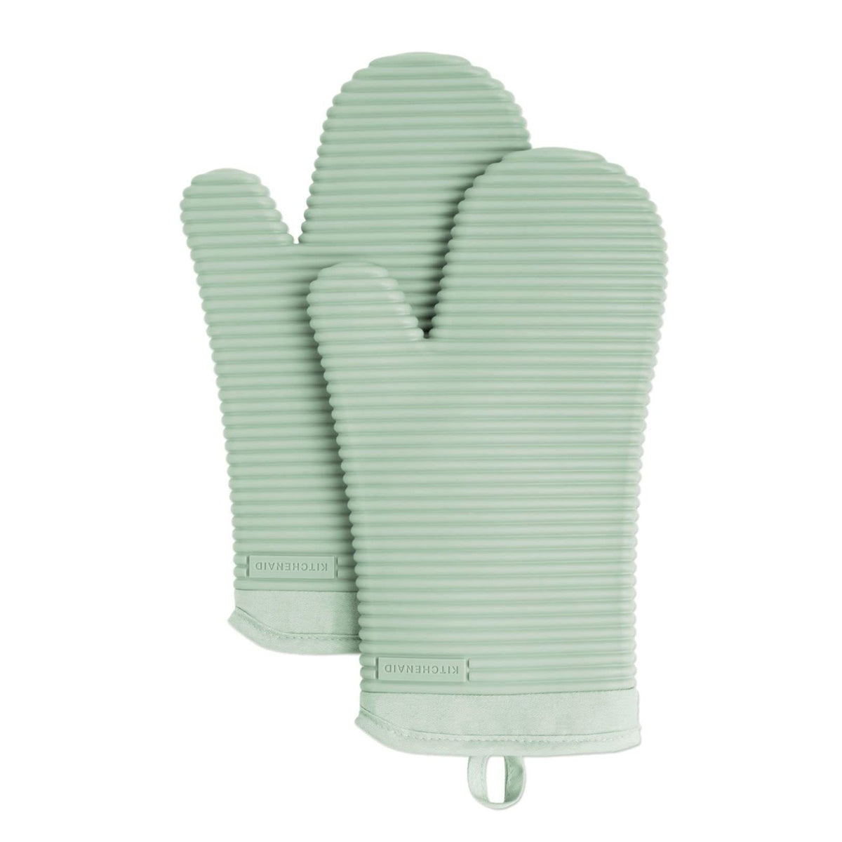 KITCHENAID Ribbed Soft Silicone Oven Mitt 2-Pack Set, 7.5"x13", Milkshake Tan