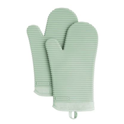 KITCHENAID Ribbed Soft Silicone Oven Mitt 2-Pack Set, 7.5"x13", Milkshake Tan