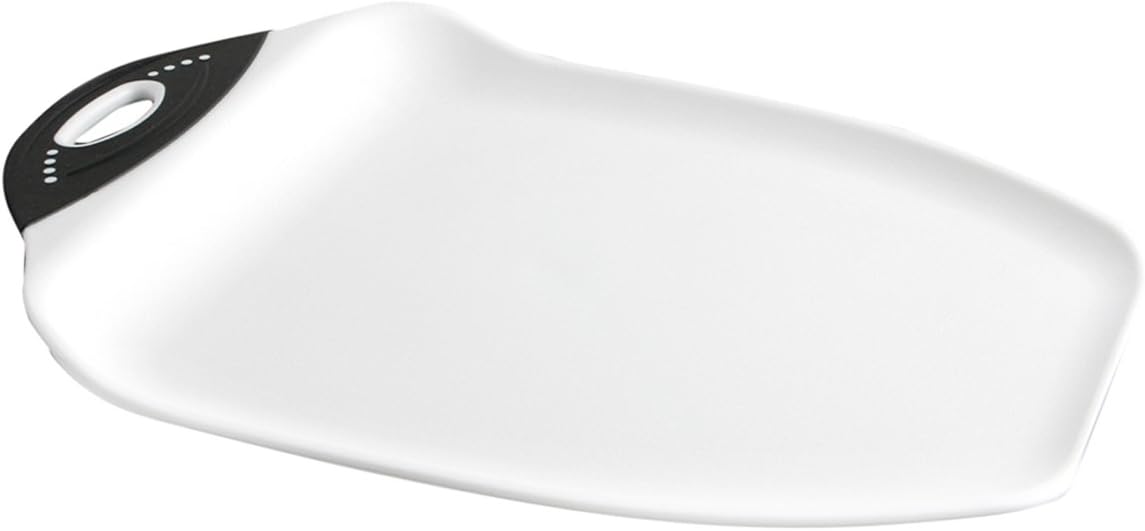 Dexas Chop & Scoop Cutting Board with Non-Slip Feet, 15 x 11 Inch, BPA-Free Dishwasher Safe Kitchen Prep Board, White and Black