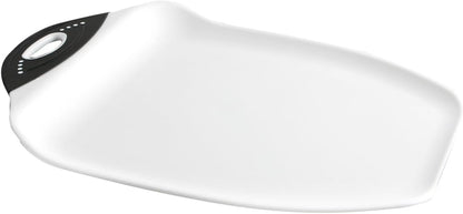 Dexas Chop & Scoop Cutting Board with Non-Slip Feet, 15 x 11 Inch, BPA-Free Dishwasher Safe Kitchen Prep Board, White and Black