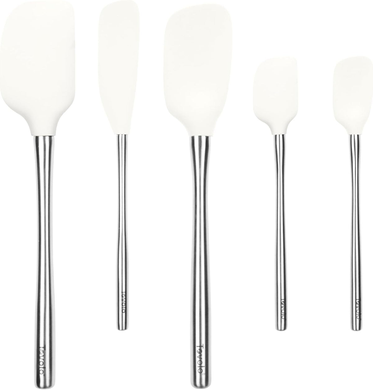 Tovolo Flex Core 5 Piece Silicone Spatula Set Heat Resistant All Silicone Utensils Include Non Stick Spatula Spoonula Jar Scraper, Dishwasher Safe BPA Free Spatulas for Baking Mixing, Pesto Green