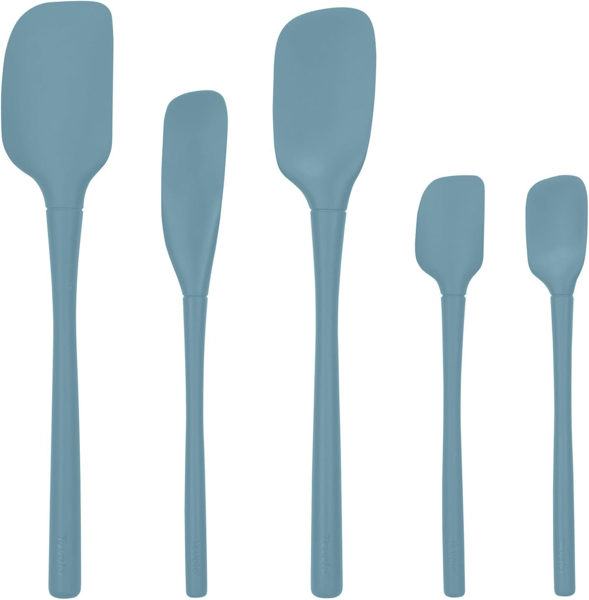 Tovolo Flex Core 5 Piece Silicone Spatula Set Heat Resistant All Silicone Utensils Include Non Stick Spatula Spoonula Jar Scraper, Dishwasher Safe BPA Free Spatulas for Baking Mixing, Pesto Green