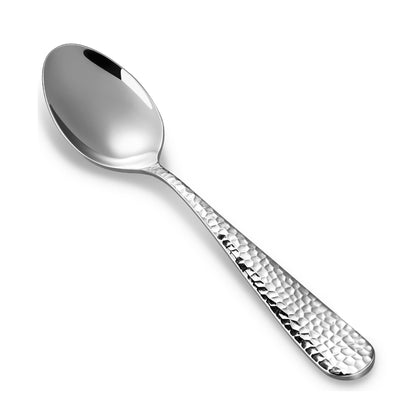 KEAWELL Premium Louise Hammered 4-Piece Soup Spoon Set (7" Soup Spoons)
