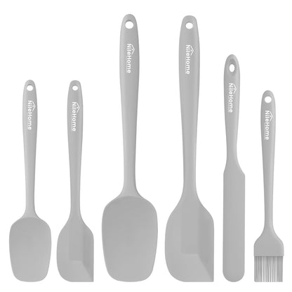 NileHome 6 Pieces Silicone Spatula Set with Silicone Brush,Mixing-Black