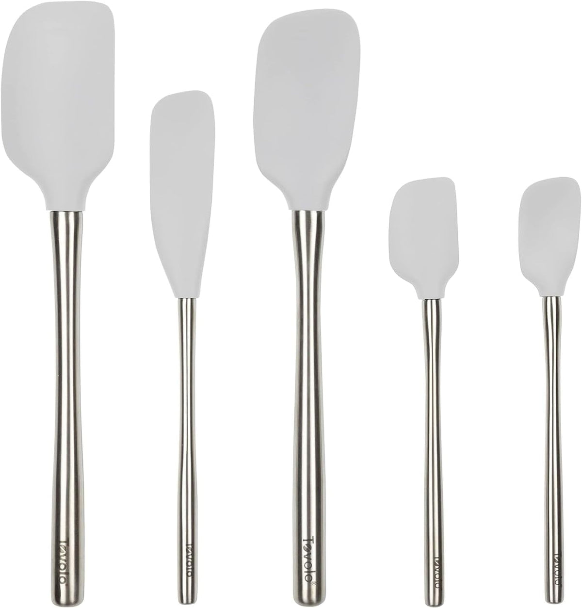 Tovolo Flex Core 5 Piece Silicone Spatula Set Heat Resistant All Silicone Utensils Include Non Stick Spatula Spoonula Jar Scraper, Dishwasher Safe BPA Free Spatulas for Baking Mixing, Pesto Green