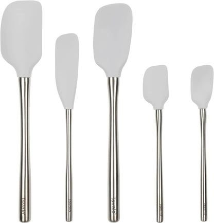 Tovolo Flex Core 5 Piece Silicone Spatula Set Heat Resistant All Silicone Utensils Include Non Stick Spatula Spoonula Jar Scraper, Dishwasher Safe BPA Free Spatulas for Baking Mixing, Pesto Green