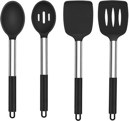 TeamFar Kitchen Utensils, 4 PCS Silicone Cooking Utensils Spatula Spoon Set
