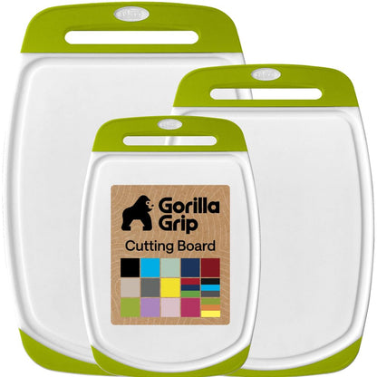 GORILLA GRIP BPA-Free Reversible Kitchen Cutting Board, Set of 3, Black