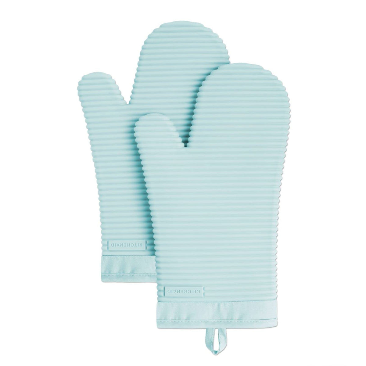 KITCHENAID Ribbed Soft Silicone Oven Mitt 2-Pack Set, 7.5"x13", Milkshake Tan