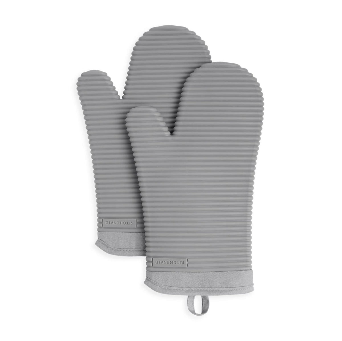 KITCHENAID Ribbed Soft Silicone Oven Mitt 2-Pack Set, 7.5"x13", Milkshake Tan
