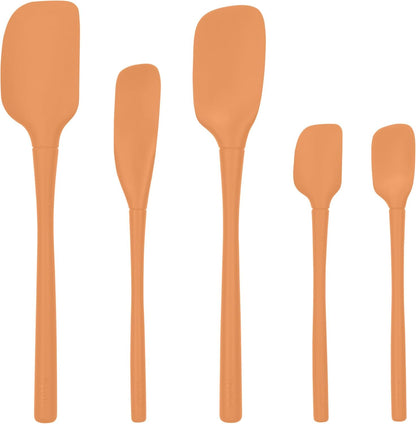 Tovolo Flex Core 5 Piece Silicone Spatula Set Heat Resistant All Silicone Utensils Include Non Stick Spatula Spoonula Jar Scraper, Dishwasher Safe BPA Free Spatulas for Baking Mixing, Pesto Green