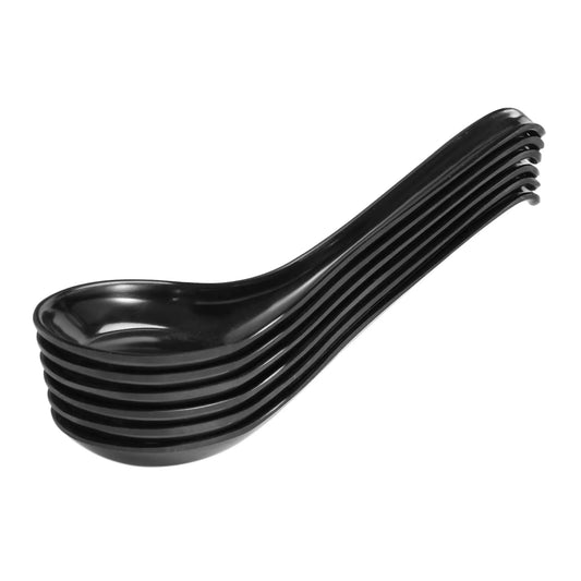 6-Piece Plastic Japanese-Style Soup Spoons - Long-Handle Creative Cutlery Tableware for Restaurants