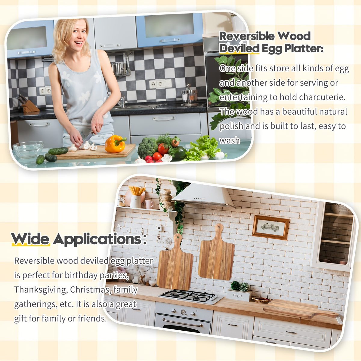 6pcs Cutting Board Bulk Kitchen Thicken Chopping Board with Handles Wooden Charcuterie Serving Board Blank Wood Boards for Engraving Wedding Housewarming (16 x 10 Inch Acacia Wood)