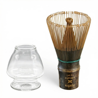 Aprika Life Dark Bamboo Matcha Whisk 100 Prongs - Thin Lightweight & Thick Eco-Friendly Chasen for Perfect Matcha Experience