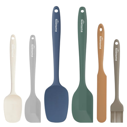 NileHome 6 Pieces Silicone Spatula Set with Silicone Brush,Mixing-Black