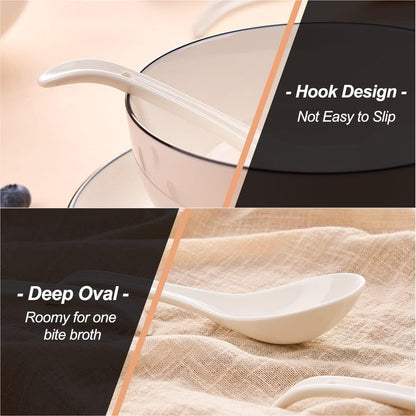 6.6 Inch Asian Soup Spoons, Ceramic Large Japanese Soup Spoons