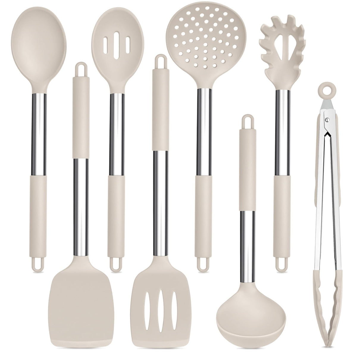 TeamFar Kitchen Utensils Set of 8, Silicone Utensils Kitchen Tools Set