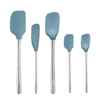 Tovolo Flex Core 5 Piece Silicone Spatula Set Heat Resistant All Silicone Utensils Include Non Stick Spatula Spoonula Jar Scraper, Dishwasher Safe BPA Free Spatulas for Baking Mixing, Pesto Green