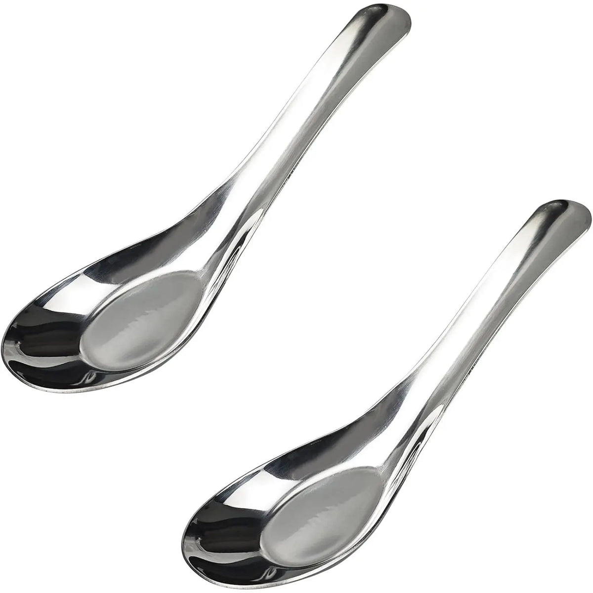 5 count 6" Stainless Steel Soup Spoons, Mirror Polished Long Handle Ramen Spoons for Bouillon Dessert Cereal Wonton Thai Miso Udon