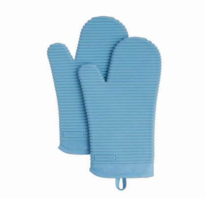 KITCHENAID Ribbed Soft Silicone Oven Mitt 2-Pack Set, 7.5"x13", Milkshake Tan