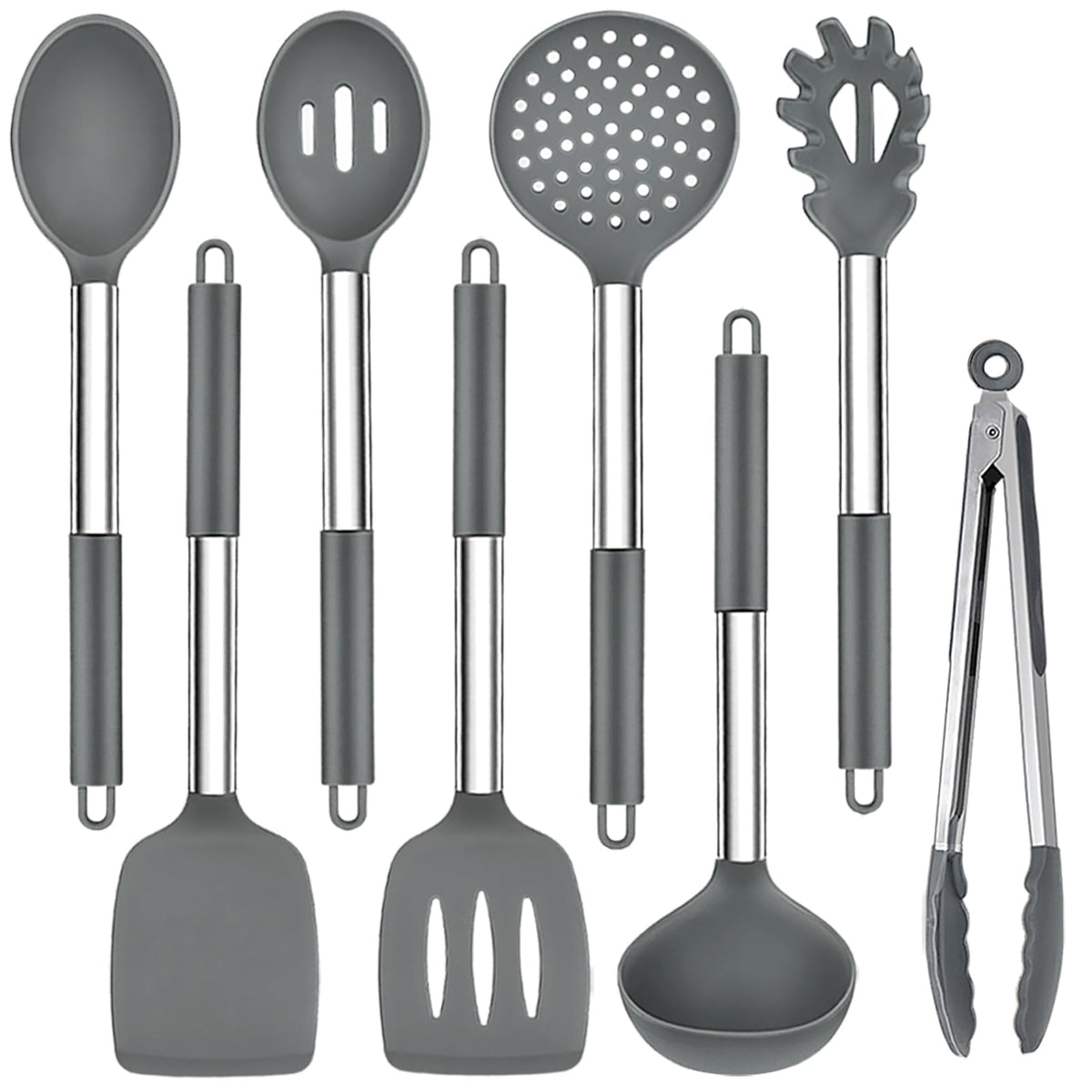 TeamFar Kitchen Utensils Set of 8, Silicone Utensils Kitchen Tools Set