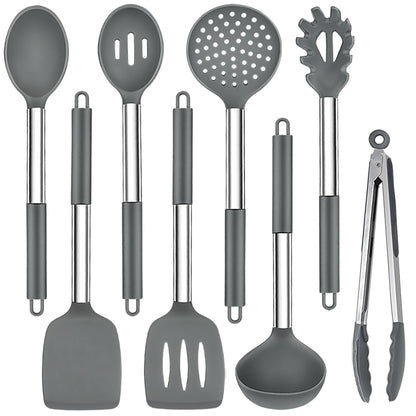 TeamFar Kitchen Utensils Set of 8, Silicone Utensils Kitchen Tools Set