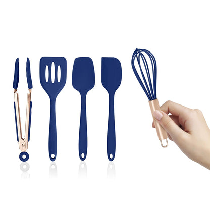 COOK WITH COLOR Silicone Cooking Utensils, Kitchen Utensil Set, Easy to Clean Silicone Kitchen Utensils, Cooking Utensils for Nonstick Cookware, Kitchen Gadgets Set, Mini, Marble White