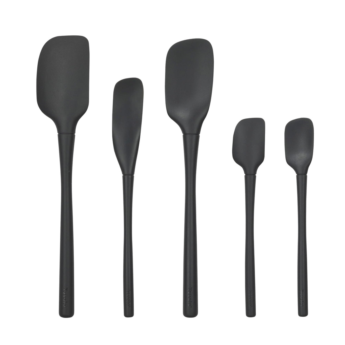 Tovolo Flex Core 5 Piece Silicone Spatula Set Heat Resistant All Silicone Utensils Include Non Stick Spatula Spoonula Jar Scraper, Dishwasher Safe BPA Free Spatulas for Baking Mixing, Pesto Green