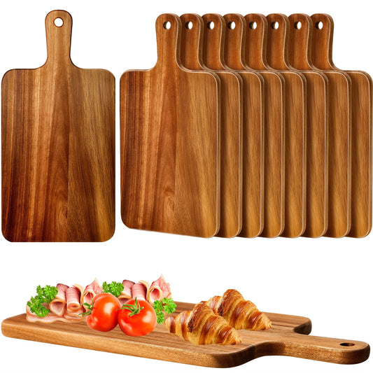 10-Pack/5-Pack Acacia Wood Cutting Boards with Handles, 15.7x7.8 Inches Large Kitchen Chopping Boards for Vegetables, Meat, Cheese, Food Prep Boards, Durable Tableware, Dishwasher Safe for Home Use, Made for Home Chefs