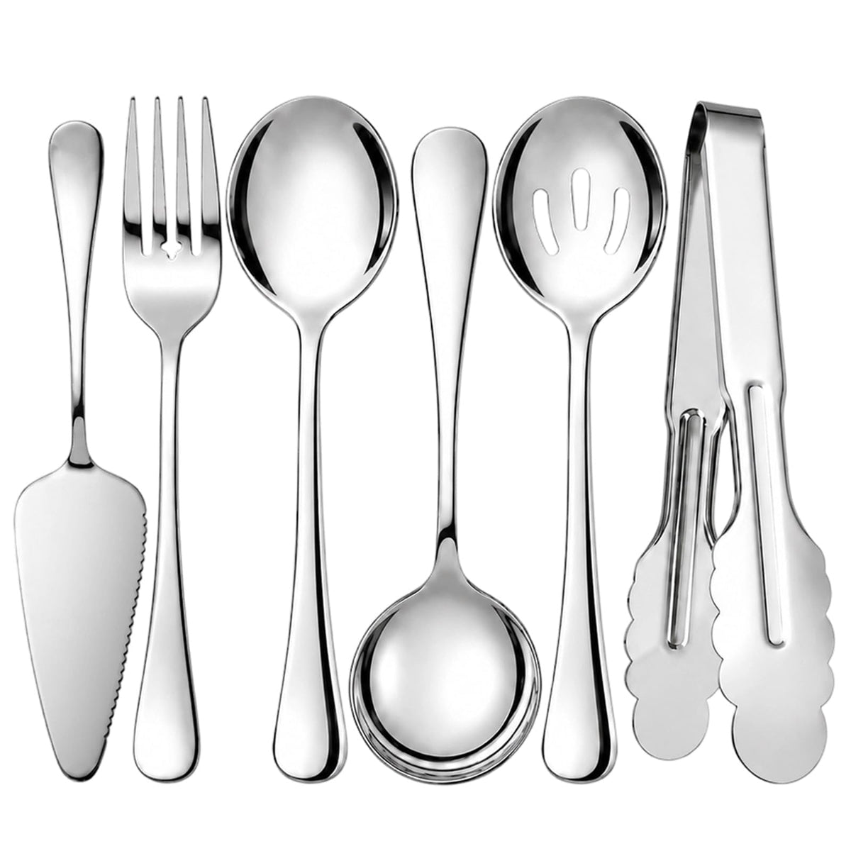 6-Piece Gold Serving Utensil Set, Serving Spoons for Buffet