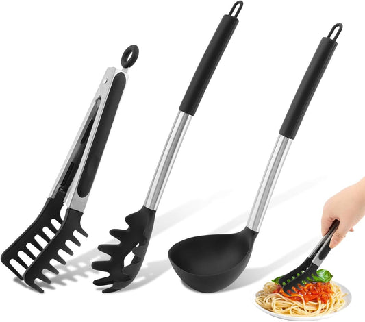 3PCS Spaghetti Spoon,Pasta Fork and Tong, for Spaghetti Noodle