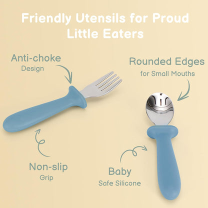 Eascrozn Toddler Utensils, 6 Pack Children Safe Forks and Spoons Set