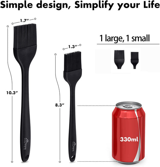 HOTEC 600℉ Heat Resistant Silicone Basting &Pastry Brushes, Black 2
