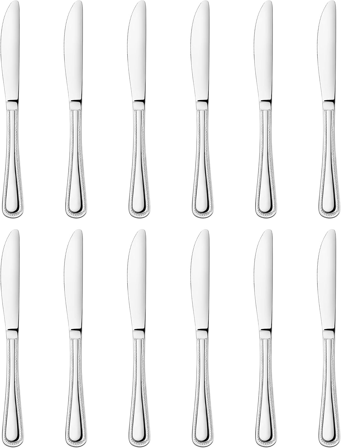 New Star Foodservice Bead Pattern 18/0 Stainless Steel Bouillon Spoon, 6.3-Inch, Set of 12, Commercial Grade
