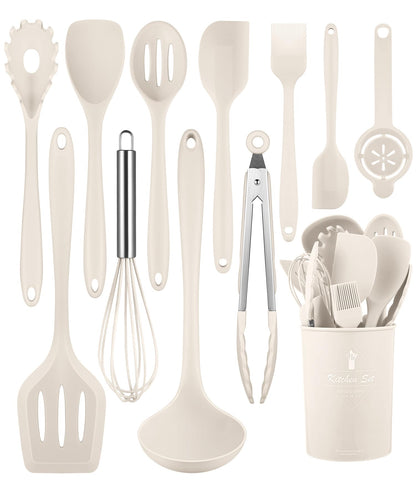 Green Kitchen Utensils Set-12 Pieces Silicone Cooking Utensils Set