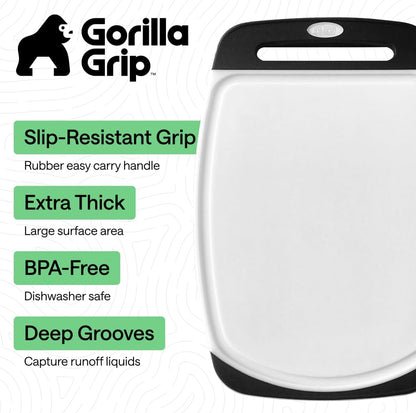 GORILLA GRIP BPA-Free Reversible Kitchen Cutting Board, Set of 3, Black