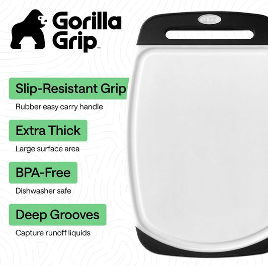 GORILLA GRIP BPA-Free Reversible Kitchen Cutting Board, Set of 3, Black